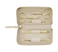 ZWILLING Manucure kit (5 pièces, étui en cuir véritable, set de voyage, avec ciseaux à ongles et ciseaux à cuticules), Premium, Gold Edition