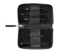 ZWILLING Manucure kit (5 pièces, fermeture à bouton-pression en cuir véritable, set de voyage, avec ciseaux à ongles et coupe-cuticules), Premium, Black Edition