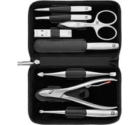 ZWILLING Manucure kit (8 pièces, soin complet des ongles, pédicure, taille de voyage, étui en cuir véritable avec fermeture éclair), Premium, noir