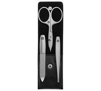 ZWILLING Manucure kit (3 pièces, soin des ongles et pédicure, Etui en cuir véritable, Précis, avec ciseaux à ongles combinés), Premium, noir