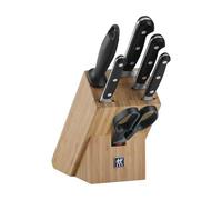 Zwilling Bloc de couteaux 7 pièces série Professional S – bloc en bambou, lames inox, manches noires