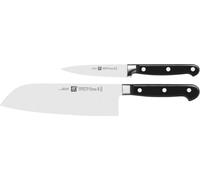 ZWILLING Professional S Ensemble de couteaux, 2 pièces (couteau d'office/de service 10 cm, couteau Santoku 18 cm), Acier spécial inoxydable/manche plastique avec rivets, Noir [ Germany]