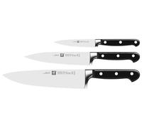 ZWILLING Set de 3 Couteaux (Couteau à Larder/Garnir, Couteau à Viande, Couteau de Chef), Acier Inoxydable Spécial, Manche Noir, série Professional S