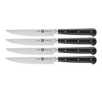 ZWILLING Set de 4 Couteaux à Steak Dentelés, Lames: 12 cm, Acier Inoxydable, Manche Noir, série Steaksets Acier|Noir G
