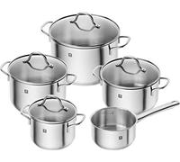 ZWILLING Set de 5 marmites Flow, 4 couvercles, adaptées à l'induction, en acier inoxydable, Silber