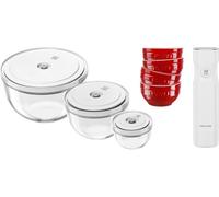 ZWILLING - Set de démarrage sous vide Fresh & Save BOWLS 11 pièces, verre/céramique S-12 cm, M-18 cm, L-24 cm, pompe