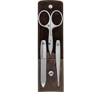 ZWILLING Set manucure et pédicure Reise 97435-004-0 – 3 étuis inox, pince en cuir marron