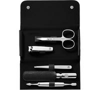 ZWILLING Set de manucure 5 pièces avec coupe-ongles, Classic | Set complet manucure et pédicure dans un étui noir en cuir de vache, en acier inoxydable pour les voyages et le quotidien