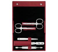 ZWILLING Set de manucure 5 pièces – acier inoxydable poli, étui cuir véritable, rouge