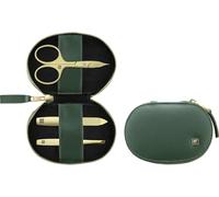 ZWILLING Set de manucure et pédicure 3 pièces, ciseaux combinés pour ongles, étui en cuir de pomme végan, vert