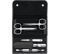 ZWILLING Set de manucure et pédicure 5 pièces, étui en cuir, Classic | Set en acier inoxydable poli avec ciseaux à ongles et cuticules, pince, lime et instrument double