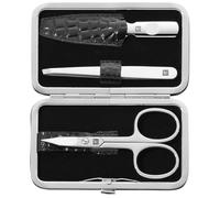 ZWILLING Set de manucure Set de pédicure, Set complet de soin des ongles, cuir de vachette, édition croco avec ciseaux à ongles combinés, 3 pièces, noir