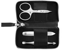 ZWILLING Set manucure et pédicure 3 pièces avec coupe-ongles, étui en cuir de pomme vegan, noir