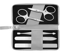 ZWILLING Set manucure et pédicure 5 pièces, ciseaux combinés pour ongles, étui en cuir de pomme vegan, gris