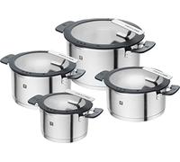 ZWILLING Simplify Set de casseroles, batterie de cuisine inox 4 pièces, fonction verseuse, poignées Stay-Cool, compatible induction, acier inoxydable, argent
