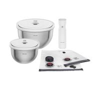 ZWILLING Fresh & Save BOWLS Kit de démarrage sous vide, Acier inoxydable / M/L, 9-pcs, Blanc argenté
