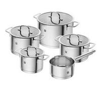 ZWILLING Batterie de Cuisine TrueFlow, 5 Pièces, Acier Inoxydable, Couvercle avec Fonction Verseuse, Adapté à la Chaleur à Induction, Argent