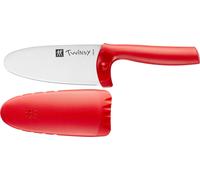ZWILLING Twinny Couteau de cuisine pour enfants, 10 cm, avec protège-doigts, acier inoxydable, forme de lame arrondie, design adapté aux enfants, manche en plastique, rouge