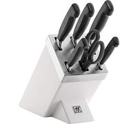 Zwilling Bloc de couteaux SharpBlock (7) – bloc blanc frêne, affûteur intégré, manche noir Four Star