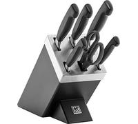 ZWILLING VIER STERNE Bloc de Couteaux Auto-Aiguisant 7 Pièces, Noir