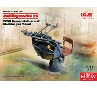 Zwillingssockel 36 Allemand WWII Anti-aircraft Machihe Gun Mont 1:3 5 Plastique