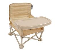 Zwinner Chaise Haute Portative, Chaise de Camping Pliante pour Bébé avec Plateau, Siège Rehausseur de Voyage pour Bébé pour Intérieur, Siège Bébé avec Ceinture de Sécurité pour Tout-Petits(Beige)