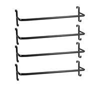 Zwinz Lot de 4 porte-couvertures robustes pour chevaux avec crochets de bride, barre de couverture murale assemblée sans perçage, support de tapis de selle pour rangement de matériel de cheval, noir