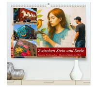 Zwischen Stein und Seele (hochwertiger Premium Wandkalender 2026 DIN A2 quer), Kunstdruck in Hochglanz: Graffiti war gestern - das ist Wandkunst. Wenn Fassaden Geschichten erzählen..