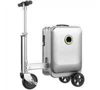 ZWJABYY Trottinette Intelligente de 20 Pouces pour Adultes, avec poignée télescopique, Charge maximale 110 kg, Batterie Amovible, Port USB, Cadenas TSA, idéale pour Les Voyages à l'aéroport A-Silver