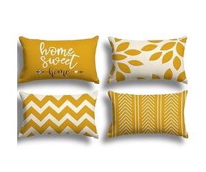 ZWJD Housse Coussin Lot 4 Décoratif Canapé Taie d'oreiller Decoration Canapé Housses Coussin en Lin d'extérieur Taie Oreiller Décoration Chambre,canapé,Chaise,Lit,Jardin 30x50cm Jaune Intense