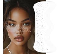 ZWLIYCHN Lot de 8 tatouages à paillettes pour taches de rousseur, étoiles, imperméables, pour le visage, tenue, mignons, pour festivals, fêtes musicales, soirées entre filles (argenté)