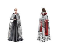 ZWLPNZZD Cape à capuche imprimée cabine téléphonique londonienne rouge, longue et confortable pour Halloween, jeux de rôle, et plus encore, noir, taille unique