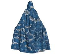ZWLPNZZD Cape à capuche imprimée (libellule bleue) longue et confortable pour Halloween, jeu de rôle, fête, cosplay, costume pour homme et femme