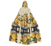ZWLPNZZD Cape à capuche imprimée longue et confortable pour Halloween, jeu de rôle, fête, cosplay, costume pour homme et femme (rose jaune)