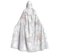 ZWLPNZZD Cape à capuche imprimée (marbre blanc or rose) longue et confortable pour Halloween, jeu de rôle, fête, cosplay, costume pour homme et femme