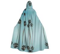 ZWLPNZZD Cape à capuche imprimée (palmier) longue et confortable pour Halloween, jeu de rôle, fête, cosplay, costume pour homme et femme