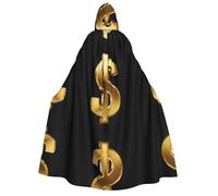 ZWLPNZZD Cape à capuche imprimée (signe dollar doré) longue et confortable pour Halloween, jeu de rôle, fête, cosplay, costume pour homme et femme