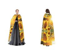ZWLPNZZD Cape à capuche imprimée tournesol longue et confortable pour Halloween, jeux de rôle, et plus encore, noir, taille unique