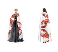 ZWLPNZZD Cape à capuche longue et confortable avec imprimé homard pour Halloween, jeux de rôle, et plus encore, noir, taille unique