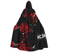 ZWLPNZZD Cape à capuche longue et confortable avec imprimé rose rouge pour Halloween, jeu de rôle, fête, cosplay, costume pour homme et femme