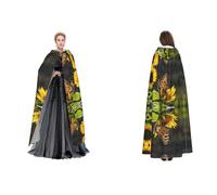 ZWLPNZZD Cape à capuche longue et confortable avec imprimé tournesol et papillon pour Halloween, les jeux de rôle, et plus encore