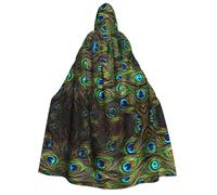 ZWLPNZZD Cape à capuche longue et confortable (plume de paon) imprimée pour Halloween, jeu de rôle, fête cosplay, costume pour homme et femme