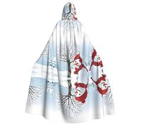 ZWLPNZZD Cape à capuche longue et confortable pour Halloween, jeu de rôle, fête costumée, homme et femme (Merry Christmas with Happy Snowman)