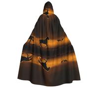 ZWLPNZZD Cape à capuche longue et confortable pour Halloween, jeu de rôle, fête costumée pour homme et femme (chevaux noirs, nuages rouges, rouge)