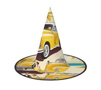 ZWLPNZZD (île de Cuba) Lot de 2 chapeaux de sorcière imprimés pliables pour Halloween, fêtes costumées, costumade, fête