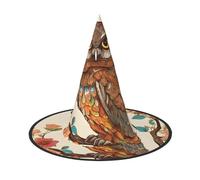 ZWLPNZZD Lot de 2 chapeaux de sorcière imprimés pliables pour Halloween, fêtes costumées, déguisements, fêtes costumées, (croire de chouette)