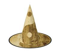 ZWLPNZZD Lot de 2 chapeaux de sorcière (symbole Yin Yang) imprimés pliables pour Halloween, vacances, cosplay, fête, sorcière