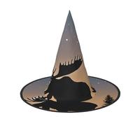 ZWLPNZZD (Moose Mountain Pine Tree Wilderness) Chapeau imprimé pliable pour Halloween Costume de vacances Cosplay Fête Chapeau de sorcière 1