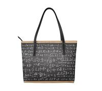 ZWLPNZZD Sac à main d'école imprimé mathématiques en cuir synthétique de haute qualité, imperméable et durable, parfait pour les voyages, le travail et les loisirs, Noir/blanc, One Size