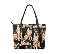 ZWLPNZZD Sac à main imprimé berger allemand en cuir synthétique de haute qualité, imperméable et durable, parfait pour les voyages, le travail et les loisirs, Noir/blanc, One Size